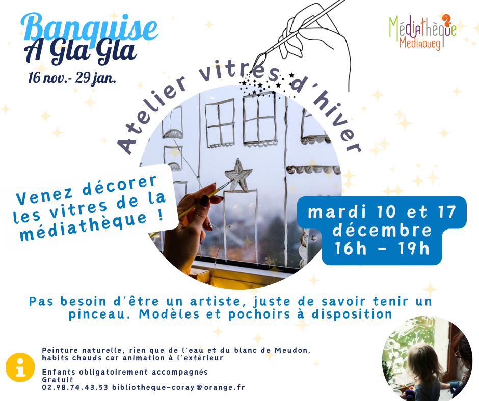 Affiche atelier vitres d'hiver mardi 10 et 17 décembre