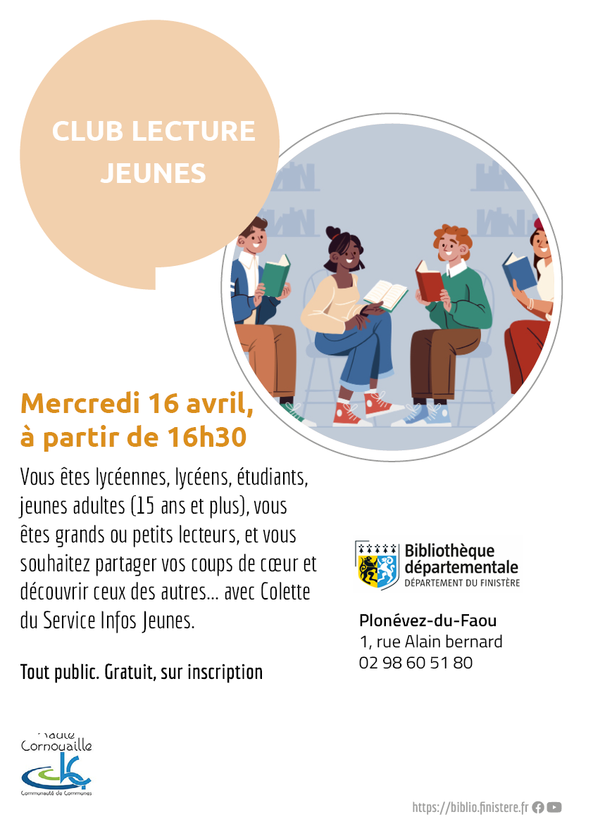 Club lecture jeunes mercredi 16 avril à 16h30