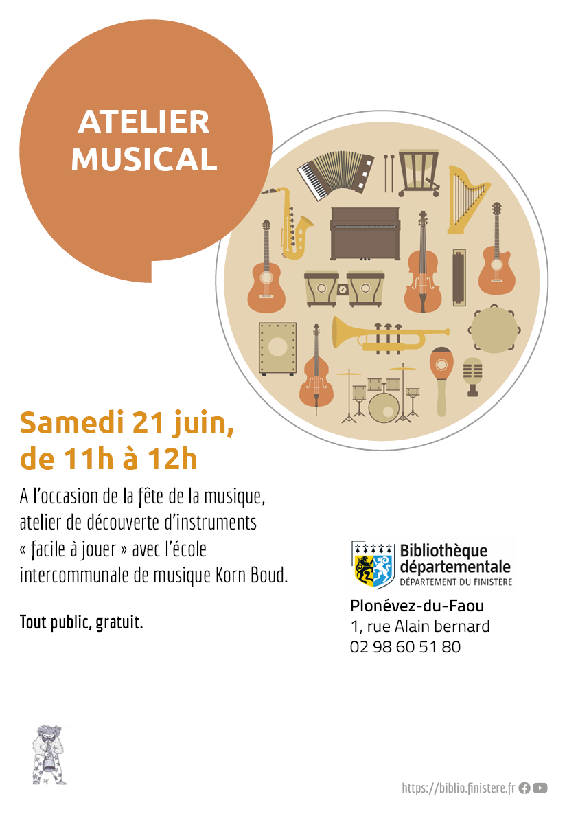 atelier de découverte d’instruments, samedi 21 juin à 11h avec Korn Boud
